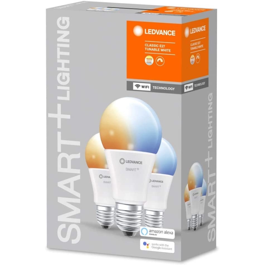 CONJUNTO 3x Lâmpada LED com regulação SMART + E27/9,5W/230V 2700K-6500K Wi-Fi - Ledvance
