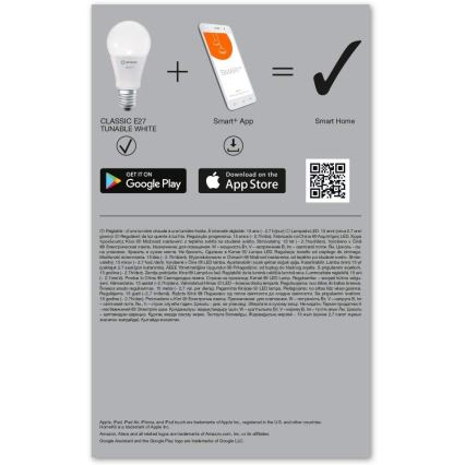 CONJUNTO 3x Lâmpada LED com regulação SMART + E27/9W/230V 2700K-6500K Wi-Fi - Ledvance