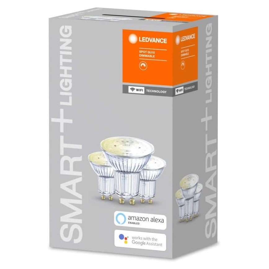 CONJUNTO 3x Lâmpada LED com regulação SMART + GU10/5W/230V 2700K Wi-Fi - Ledvance