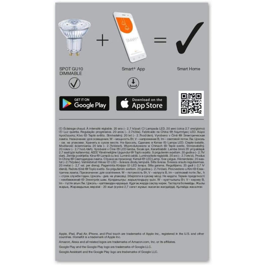 CONJUNTO 3x Lâmpada LED com regulação SMART + GU10/5W/230V 2700K Wi-Fi - Ledvance