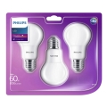 CONJUNTO 3x Lâmpada LED Philips E27/8W/230V 2700K