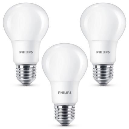 CONJUNTO 3x Lâmpada LED Philips E27/8W/230V 2700K