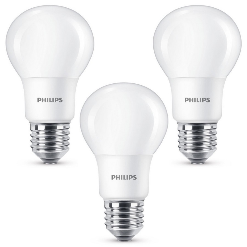 CONJUNTO 3x Lâmpada LED Philips E27/8W/230V 2700K