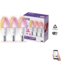 CONJUNTO 3x Lâmpada LED RGBW com regulação C37 E14/4,9W/230V 2200-6500K CRI 90 Wi-Fi - WiZ
