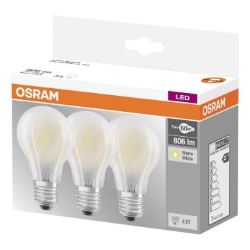 CONJUNTO 3x Lâmpada LED VINTAGE E27/7W/230V 2700K - Osram