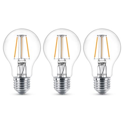 CONJUNTO 3x Lâmpada LED VINTAGE Philips E27/4,3W/230V 2700K