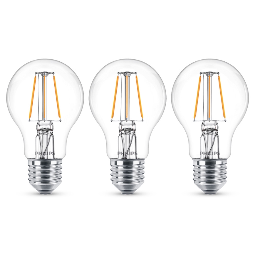 CONJUNTO 3x Lâmpada LED VINTAGE Philips E27/4,3W/230V 2700K