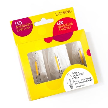 CONJUNTO 3x Lâmpadas LED de substituição CONE E10/20V/0,1A transparente, Feita na UE