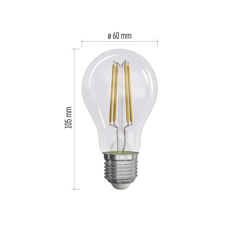 CONJUNTO 3x Lâmpadas LED FILAMENT A60 E27/3,8W/230V 4000K Classe energética A
