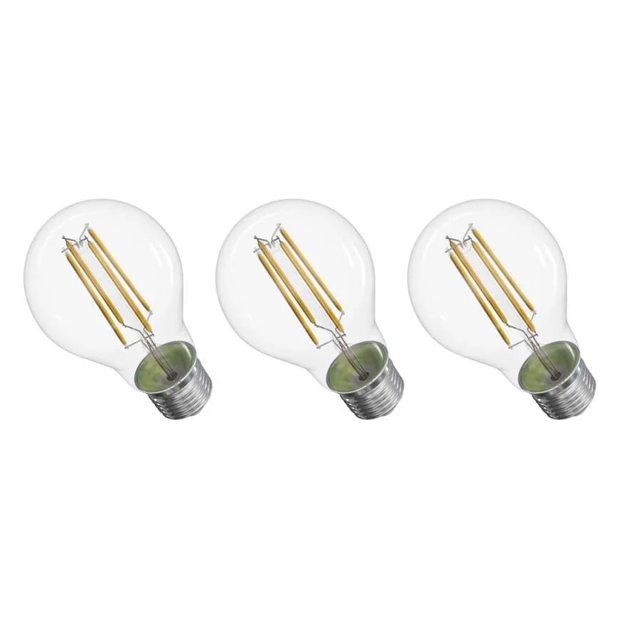 CONJUNTO 3x Lâmpadas LED FILAMENT A60 E27/5W/230V 2700K Classe energética A