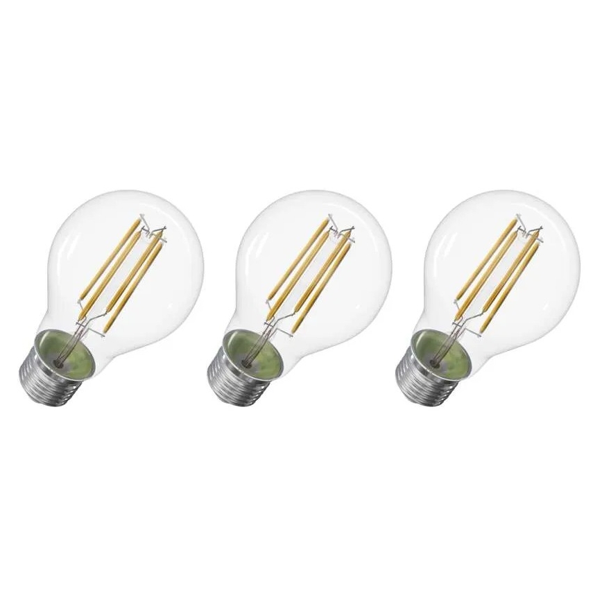 CONJUNTO 3x Lâmpadas LED FILAMENT A60 E27/5W/230V 2700K Classe energética A