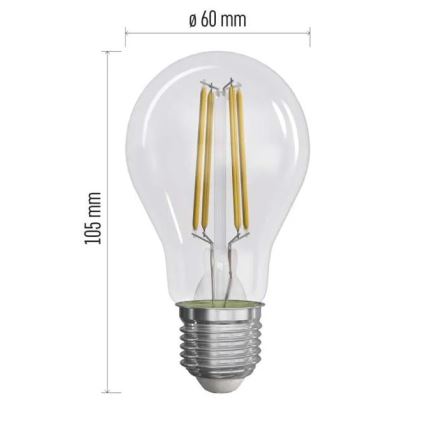 CONJUNTO 3x Lâmpadas LED FILAMENT A60 E27/5W/230V 2700K Classe energética A