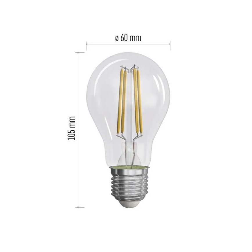 CONJUNTO 3x Lâmpadas LED FILAMENT A60 E27/5W/230V 2700K Classe energética A