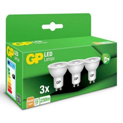 CONJUNTO 3x Lâmpadas LED GU10/3,1W/230V 2700K - GP