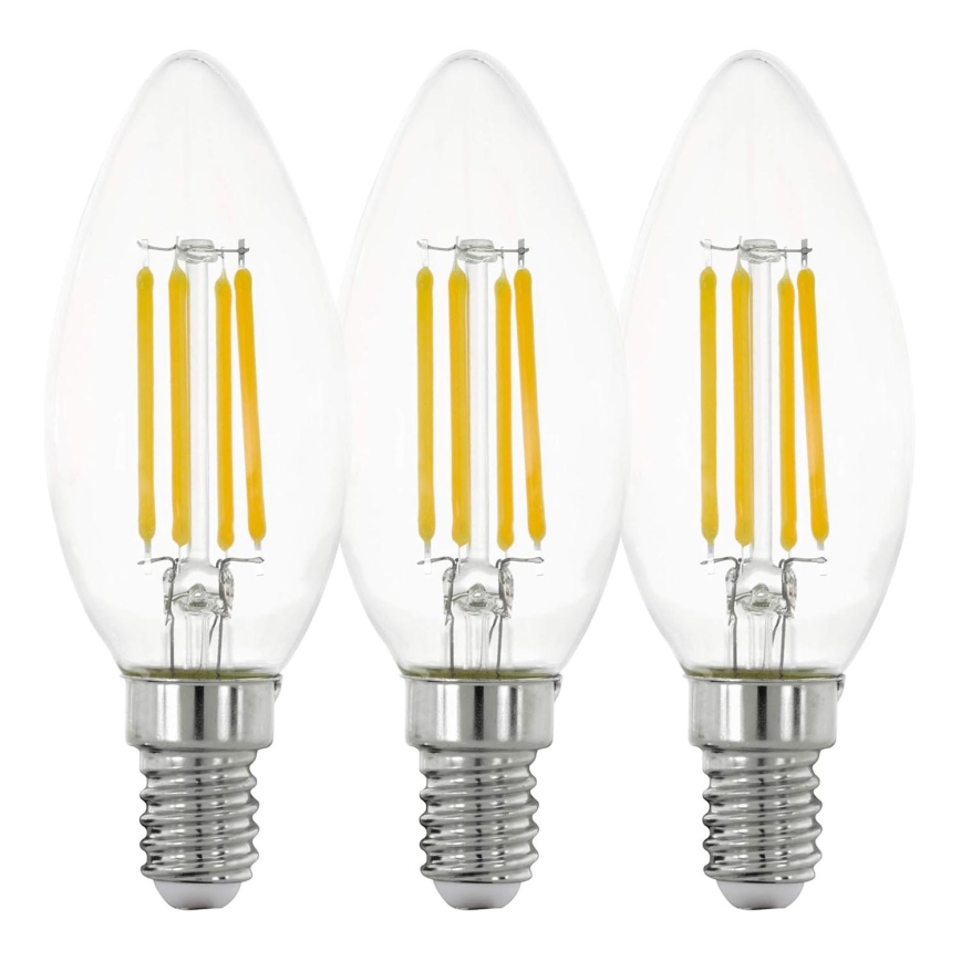 CONJUNTO 3x Lâmpadas LED VINTAGE C35 E14/4W/230V 2700K - Eglo 12811
