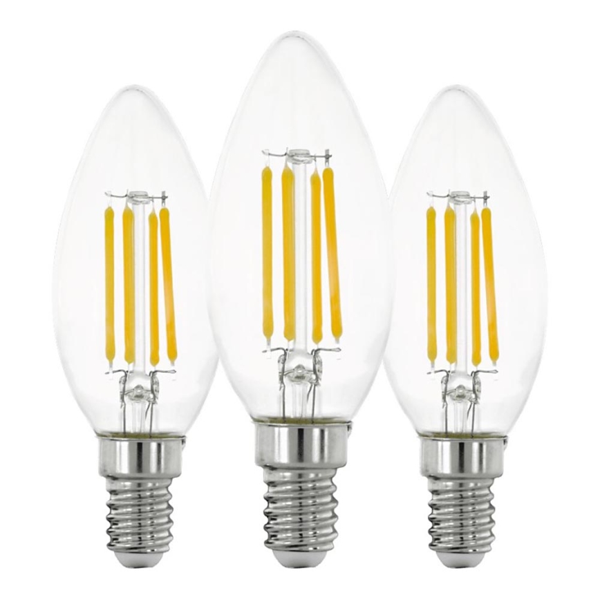 CONJUNTO 3x Lâmpadas LED VINTAGE C35 E14/7W/230V 2700K - Eglo 110304