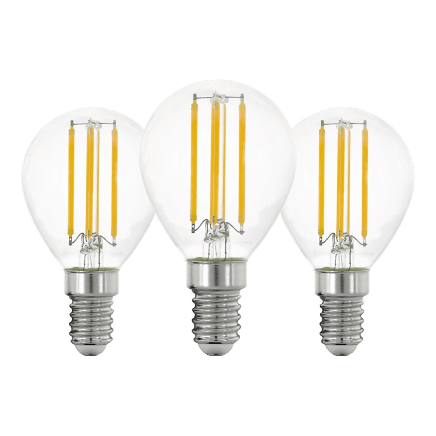 CONJUNTO 3x Lâmpadas LED VINTAGE P45 E14/7W/230V 2700K - Eglo 110303