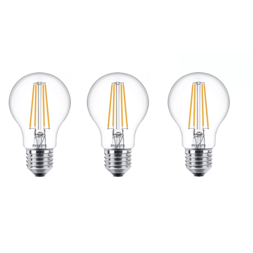 CONJUNTO 3x Lâmpadas LED VINTAGE Philips A60 E27/7W/230V 2700K