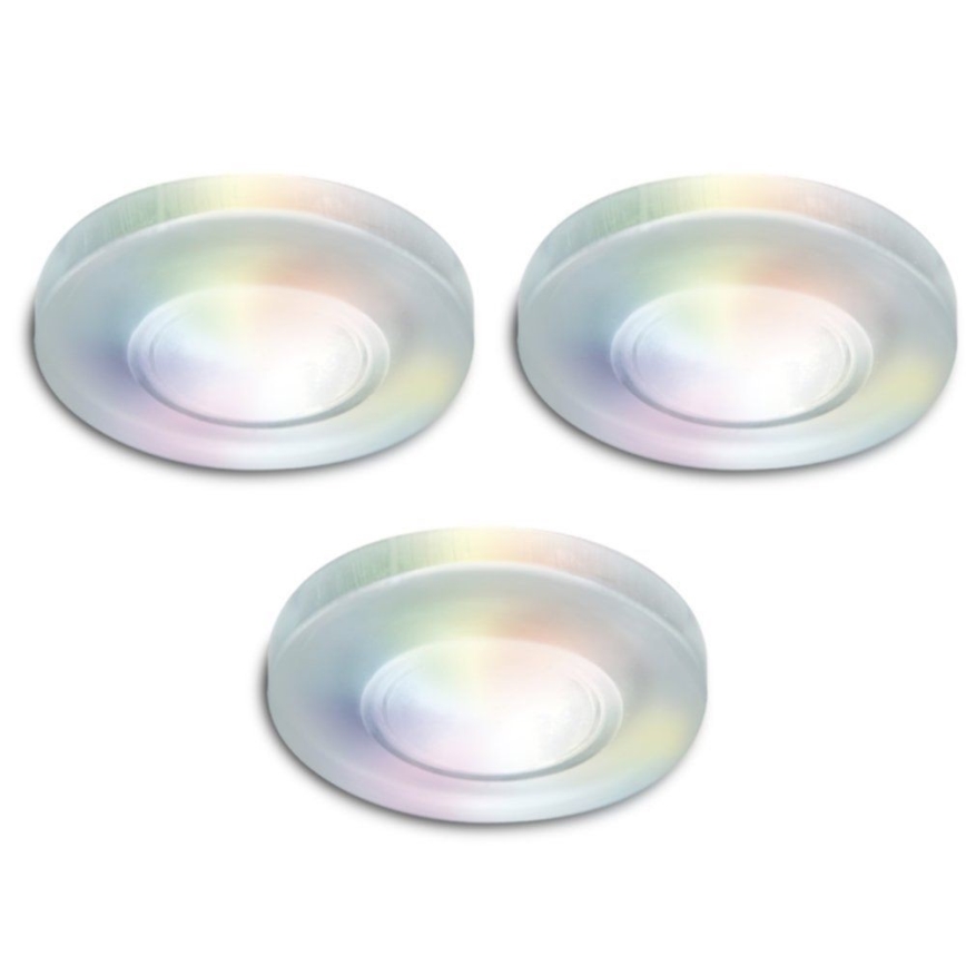 CONJUNTO 3x LED RGB Foco de encastrar para casa de banho com regulação ARGON LED/7,3W/230V IP44 + comando