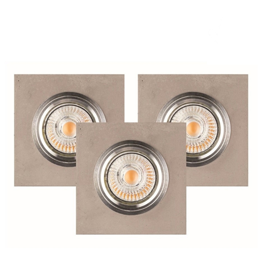 CONJUNTO 3x Luminária de embutir LED VITAR 1xGU10/5W/230V CRI 90 concreto
