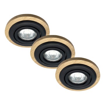 CONJUNTO 3x Luzes embutidas TOBBY 1xG9/20W/230V diâmetro 11,5 cm carvalho/preto