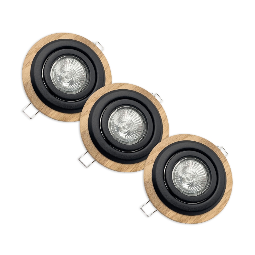 CONJUNTO 3x Luzes embutidas TOBBY 1xG9/20W/230V diâmetro 11,5 cm carvalho/preto
