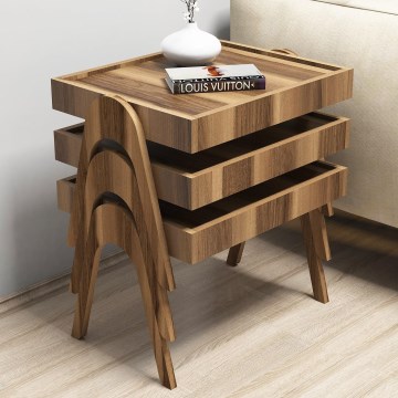 CONJUNTO 3x Mesa 41x53,6 cm ROMA castanho