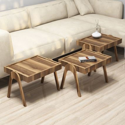 CONJUNTO 3x Mesa 41x53,6 cm ROMA castanho