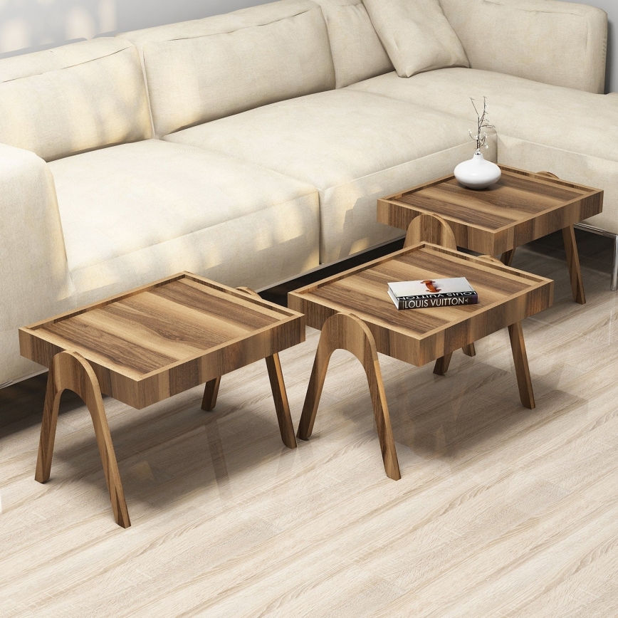 CONJUNTO 3x Mesa 41x53,6 cm ROMA castanho
