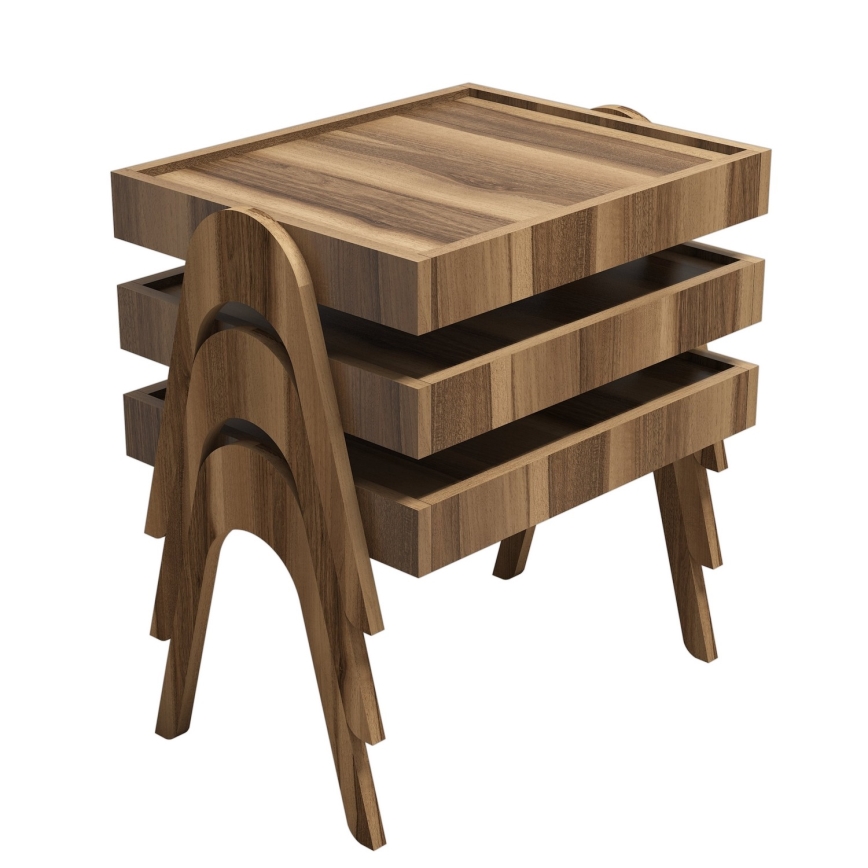CONJUNTO 3x Mesa 41x53,6 cm ROMA castanho