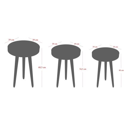 CONJUNTO 3x Mesa de apoio CALL preta