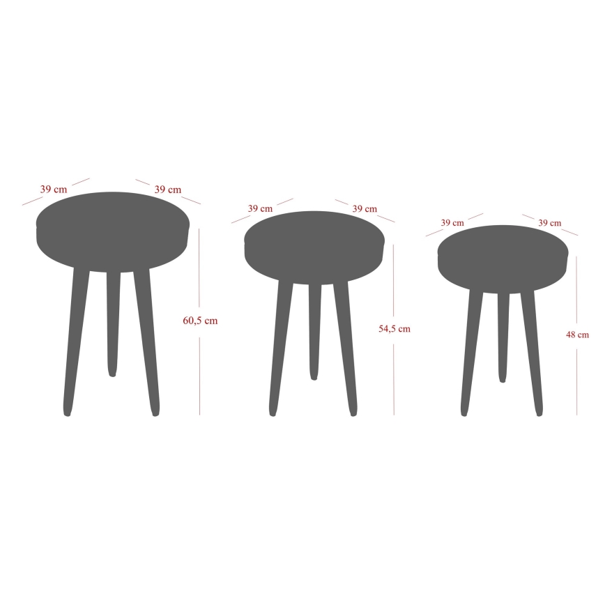 CONJUNTO 3x Mesa de apoio CALL preta