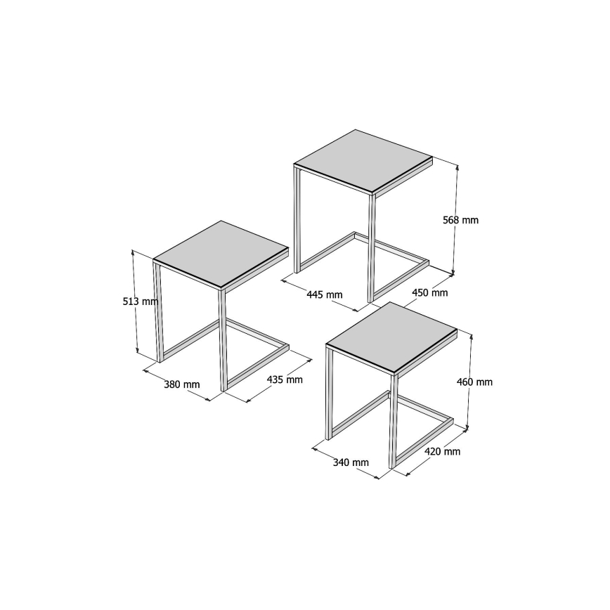 CONJUNTO 3x Mesa de apoio EGE pinho