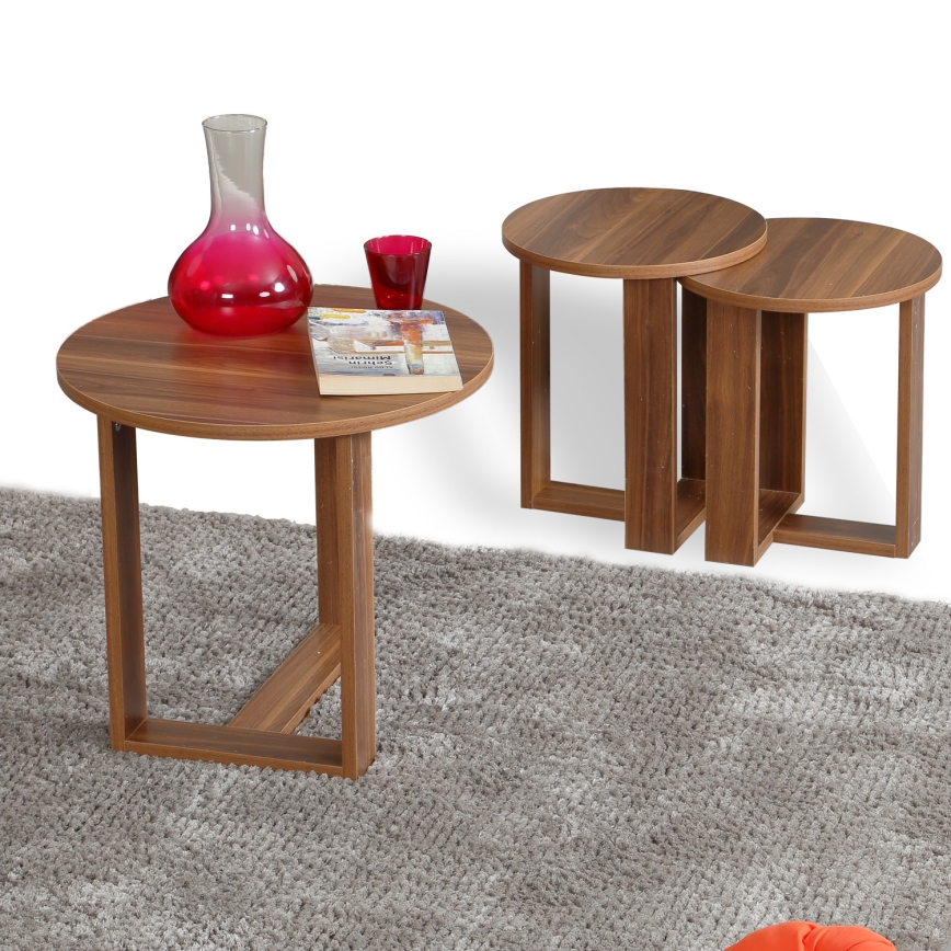 CONJUNTO 3x Mesa de apoio MIRA castanha