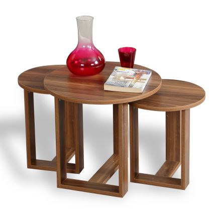 CONJUNTO 3x Mesa de apoio MIRA castanha