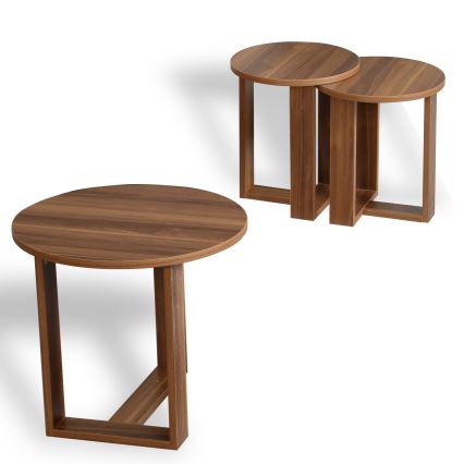 CONJUNTO 3x Mesa de apoio MIRA castanha