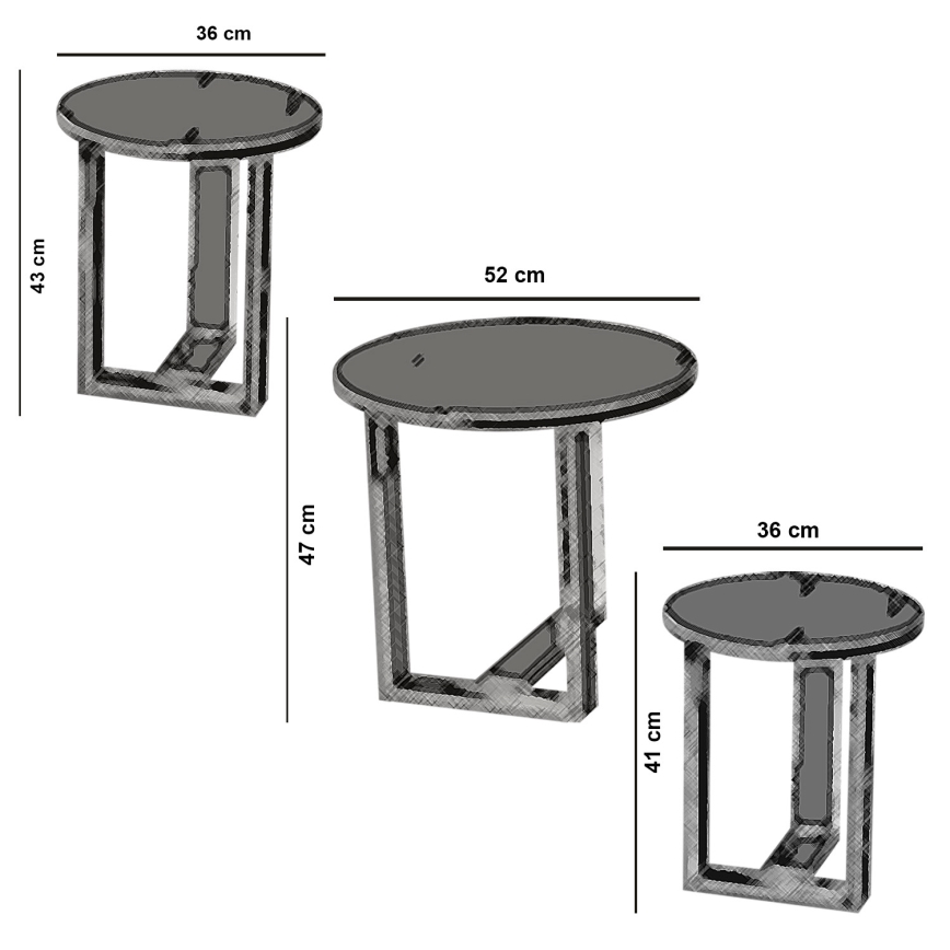 CONJUNTO 3x Mesa de apoio MIRA castanha