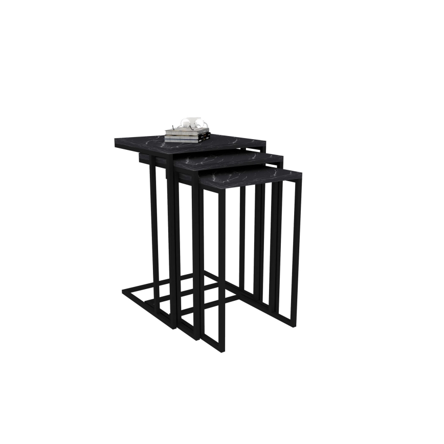 CONJUNTO 3x Mesa de apoio preta