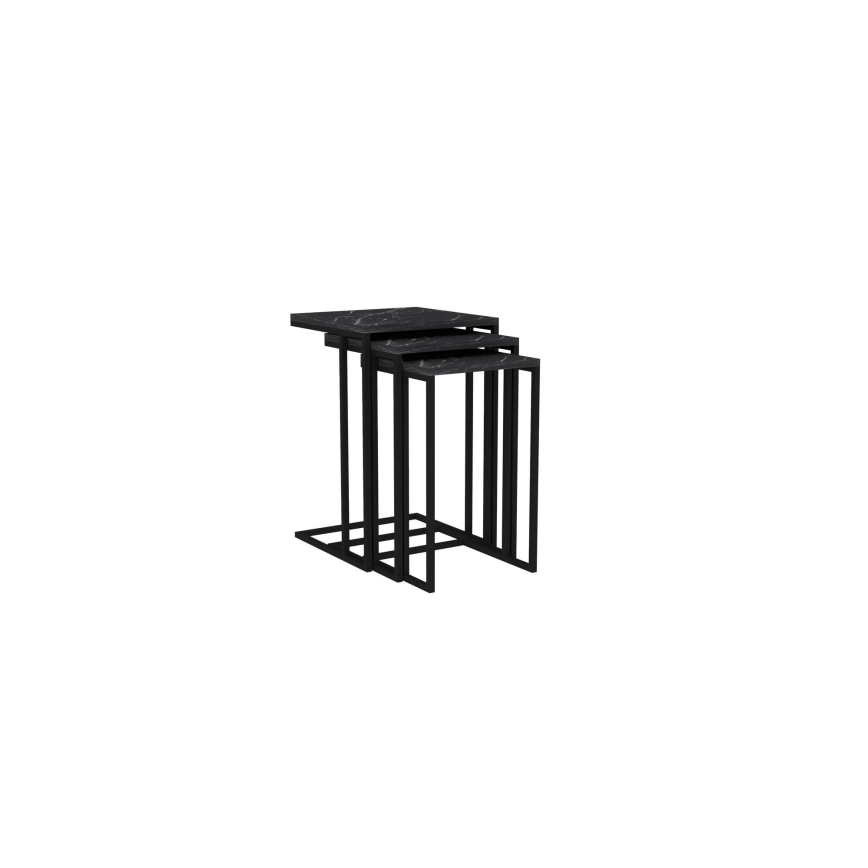 CONJUNTO 3x Mesa de apoio preta