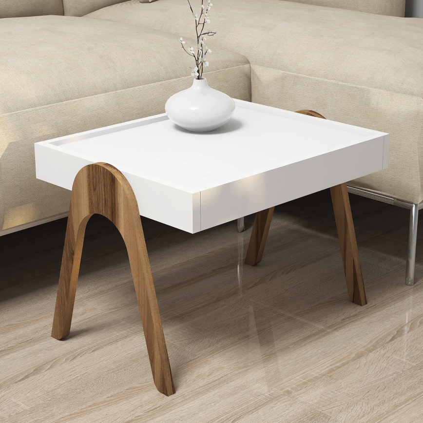 CONJUNTO 3x Mesa de apoio ROMA branco/castanho