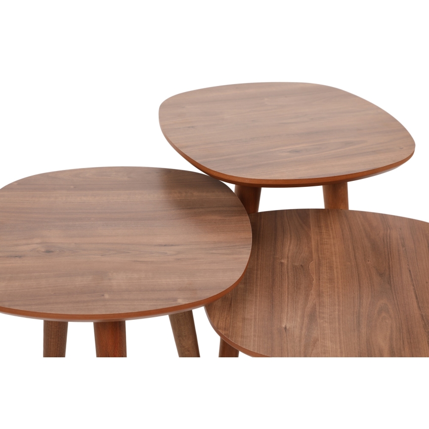 CONJUNTO 3x Mesa de apoio TYN castanha