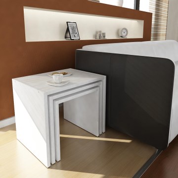 CONJUNTO 3x Mesa de apoio ZARIEL branco