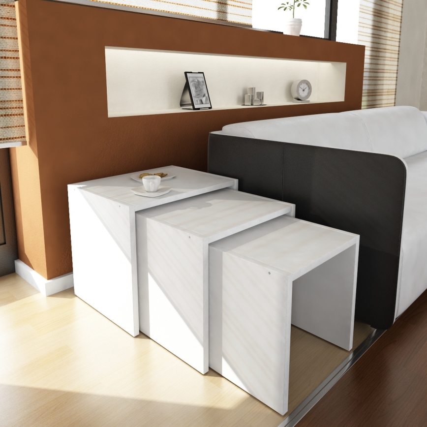 CONJUNTO 3x Mesa de apoio ZARIEL branco
