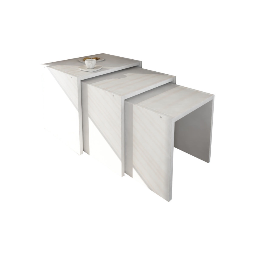 CONJUNTO 3x Mesa de apoio ZARIEL branco
