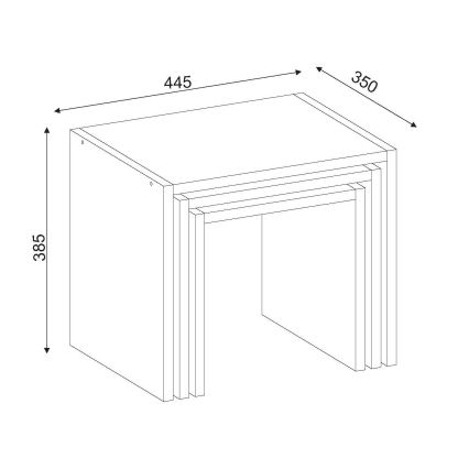 CONJUNTO 3x Mesa de apoio ZARIEL branco