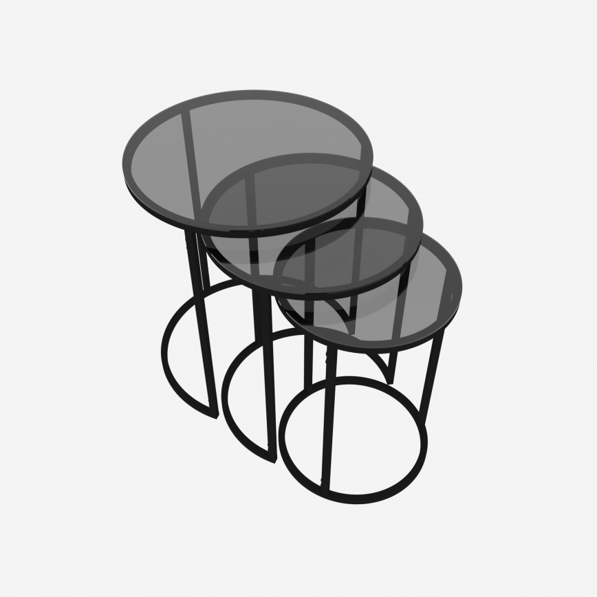 CONJUNTO 3x Mesa de cabeceira ALYA diâmetro 34/42/50 cm preto