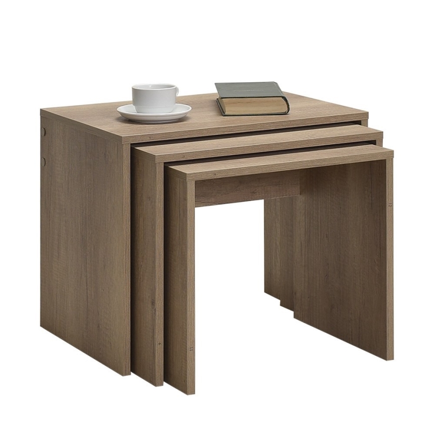 CONJUNTO 3x Mesa de centro castanho