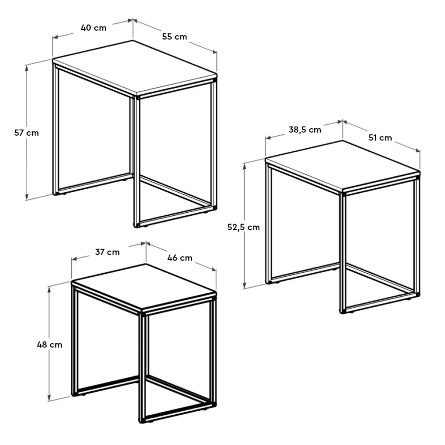CONJUNTO 3x Mesa de centro castanho