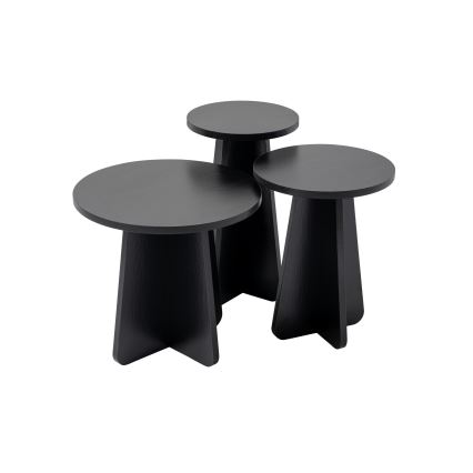 CONJUNTO 3x Mesas de cabeceira LUME diâmetro 28/33/43 cm preto