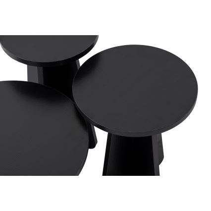 CONJUNTO 3x Mesas de cabeceira LUME diâmetro 28/33/43 cm preto